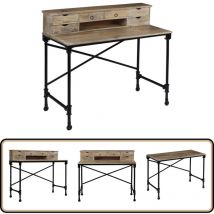 Bureau Bois de manguier massif et acier 110 x 50 x 96 cm - Bureau En Bois - Bureau Vintage - Bureau Design - Bureau Industriel - Bureau Avec Tiroir