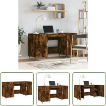 Jinlefu - The Living Store Bureau chêne fumé 140x50x75 cm bois d'ingénierie - Bureau D'étude - Bureau Compact - Meuble De Bureau - Bureau Design