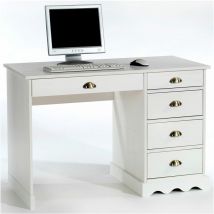 Idimex - Bureau en pin colette, lasuré blanc