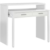 Usinestreet - Konsolentisch Billings, Schreibtisch mit ausziehbarer Platte, PC-Schreibtisch mit 2 Schubladen, cm 99x36h88, Weiß