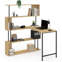 Idmarket - Bureau d'angle bibliothèque rotatif 180° detroit forme s design industriel