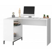 Bureau d'Angle Blanc et Meuble de Rangement 2 Niches
