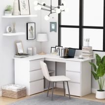 Bonnevie - Bureau d'angle Bureau informatique - Table d'ordinateur Blanc 145x100x76 cm Bois d'ingénierie BV124102