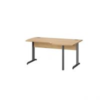Gautier - Bureau d'angle compact Jazz l 160 cm retour à droite piètement métal - Plateau chêne