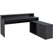 Vente-unique - Bureau d'angle gamer neha - Avec rangements et LEDs - mdf - Gris