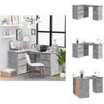 Vidaxl - Bureau d'angle Gris béton 145x100x76 cm Bois d'ingénierie - Bureau D'angle - Bureau Informatique - Meuble De Bureau - Bureau Design - Bureau