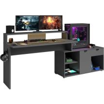 Parisot - Bureau D'Angle Modulable Avec Led - Wortex - Gris Ombre - 167,7/229,2 X 59,7/109,7 X 94,8 Cm