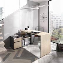 Mobimarket - Bureau d'angle Rox naturel - graphite Naturel - Graphite 139 x 75 x 92 cm - Naturel - Graphite