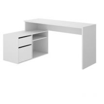 Mobimarket - Bureau d'angle reversible 1 tiroir + 1 porte - Blanc - l 139 x p 92 x h 75 cm - rox
