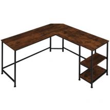 Bureau d'angle, style industriel et loft en bois foncé 138x138x75,5cm