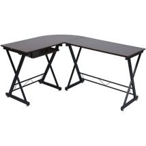 Svita - eckhart Bureau d'angle avec pieds en métal marron foncé/noir