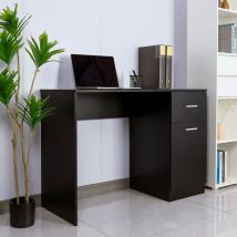 Office24 - Bureau moderne noir peu encombrant porte et tiroir Lythes Dark
