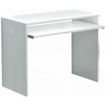 Bureau de bureau pc intérieur en studio en bois en bois bilaminé avec étagère amovible pour clavier penny White - White