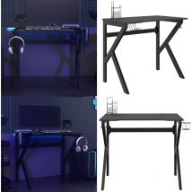 Bureau de jeu avec pieds en forme de k Noir 90x60x75 cm - Bureau Gaming - Bureau Informatique - Bureau Noir - Bureau Ergonomique - Bureau Spacieux