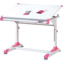 Bureau avec plateau inclinable réglable en hauteur et compartiment de rangement en mdf et métal