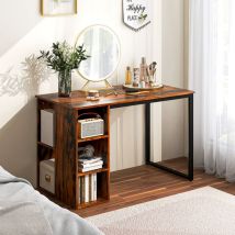 Design In - Bureau d'Ordinateur avec Bibliothèque, 5 Compartiments, 115 x 59,5 x 75 cm, Marron CW67632