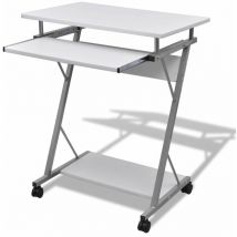 Decdeal - Bureau d'ordinateur compact avec plateau à clavier,Blanc,60 x 40 x 74cm