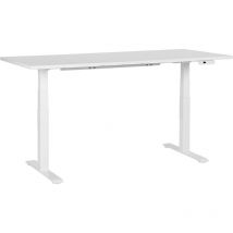Bureau Électrique Hauteur Réglable Design Moderne Pieds Carrés 180 x 80 cm Plateau et Cadre Acier Blanc destines