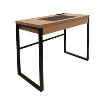 The Home Deco Factory - Bureau industriel en bois et métal avec tiroir