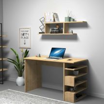 Bureau en chêne Mikro 120x56x74H cm. avec étagère