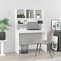 Kalisse - Furniture Limited - Bureau et étagères Blanc brillant 102x45x148