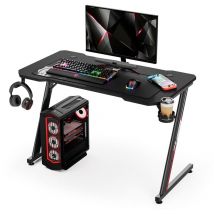 Bureau Gaming, Bureau Gamer d'Ordinateur, Ergonomique, Table Gamer avec de Poignée Support pour Ecouteurs Porte Gobelet - IntimaTe WM Heart
