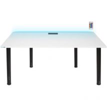 Syberdesk - Bureau Gaming pour les Gamers Blanc - Gaming Desk 132 x 65 cm Ordinateur Bureau de Jeu avec led pour Les Joueurs - Bureau a Domicile