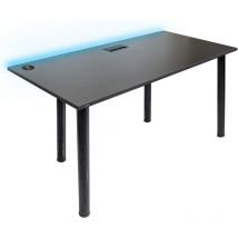 Syberdesk - Bureau Gaming pour les Gamers Noir - Gaming Desk 132 x 65 cm Ordinateur Bureau de Jeu avec led et port usb pour Les Joueurs - Bureau a