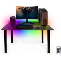 Syberdesk - Bureau gaming Bureau de jeu pour gamers 105 cm x 65 cm – Bureau d'ordinateur pour bureau a domicile – Petit bureau avec lumieres led –