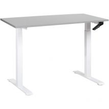 Beliani - Bureau Hauteur Réglable Manuellement Design Moderne Pieds Carrés 120 x 72 cm Plateau Gris et Cadre Acier Blanc destines