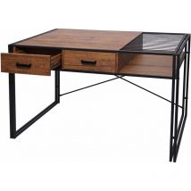 Bureau HHG-453, bureau bureau informatique, industriel 76x120x70cm, brun