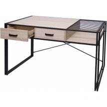 HHG - Bureau 453, bureau bureau informatique, industriel 76x120x70cm, L'aspect du chêne