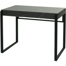 Bureau HHG-702, table d'ordinateur de bureau, métal 100x54cm, aspect marbre gris