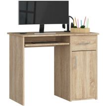 Abamihome - Bureau d'ordinateur akord pin Chêne Sonoma 90 cm 1 porte 1 tiroir façade Chêne Sonoma 3 étagères 90x50x74 cm
