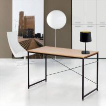 Bureau Droit 150x60 Cm Métal Noir Et Bois Mélaminé – Design Industriel Moderne – Grand Espace De Travail Pour Bureau Et Études – Office24