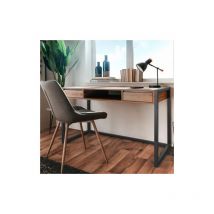 Zenzero Shop - Scrivania industry, 2 cassetti e vano a giorno, finitura Rovere Nodato e struttura in Antracite