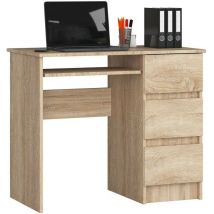 Abamihome - Bureau d'ordinateur akord droit A6 Chêne Sonoma 90 cm 3 tiroirs façade Chêne Sonoma 1 étagère 90x50x77 cm