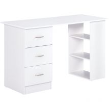 Homcom - Bureau informatique table multi-fonctions 3 tiroirs 2 étagères dim. 120L x 49l x 72H cm mdf blanc