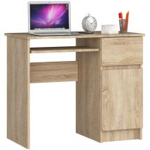 Abamihome - Bureau d'ordinateur akord droit piksel Chêne Sonoma 90 cm 1 porte 1 tiroir façade Chêne Sonoma 3 étagères 90x50x77 cm