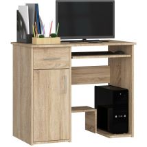 Abamihome - Bureau d'ordinateur akord jay Chêne Sonoma 90 cm 1 porte 1 tiroir façade Chêne Sonoma 3 étagères 90x50x74 cm
