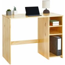 Bureau LIAM, avec 2 étagères, en pin massif vernis naturel