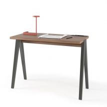 Herdasa - Bureau, modèle colmar, en mélamine avec pieds en hêtre massif laqués. Noyer et Graphite