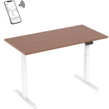 Bureau motorisé assis-debout 180x75cm Plateau noyer/Pied blanc, Connecté
