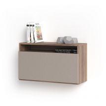 Herdasa - Bureau mural, modèle oporto, en mélamine, avec porte pliable sérigraphié. Noyer et Taupe Geo2