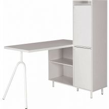 Beaux Meubles Pas Chers - Bureau Pied métallique Arc et Armoire Blancs l 89.8 h 141.5 p 120 cm
