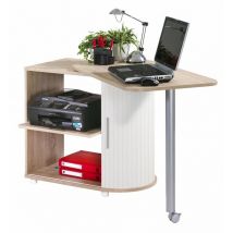 Beaux Meubles Pas Chers - Bureau Pivotant et Meuble de Rangement Chêne 2 Niches 77 x 71,7 x 47 cm - Coloris: Blanc
