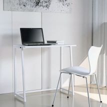 Office24 - Bureau pliant gain de place 80x45x75 blanc travail et étude Wolly b