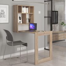Bureau pliable TILT Table murale pliante pour ordinateur Bureau ménager Sonoma