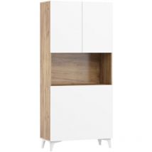 Bim Furniture - Bureau pliant megan 1 bibliothèque artisanal doré / blanc brillant