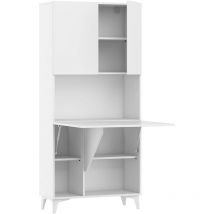 Bim Furniture - Bibliothèque d'ordinateur mobile de bureau Megan H175x80x36cm Blanc brillant